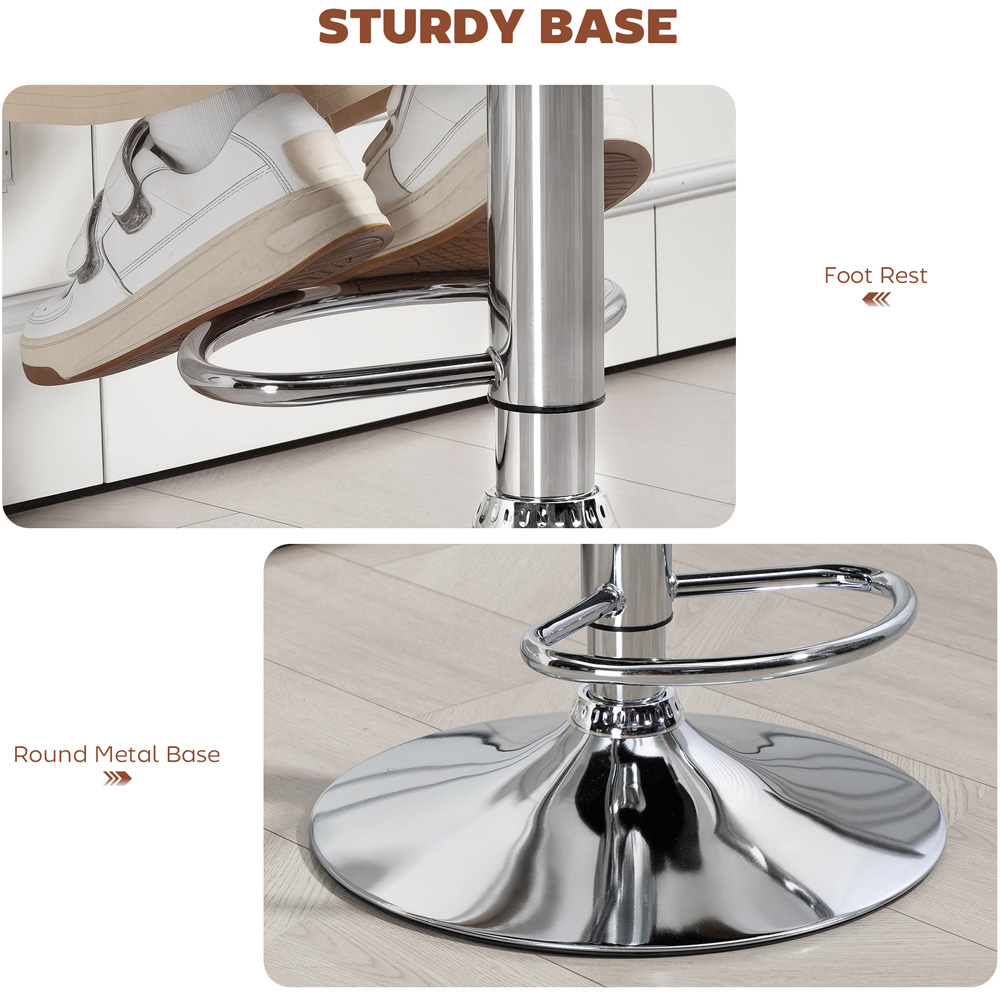 Portland Brown PU Leather Height Adjustable Swivel Bar Stool Image 6