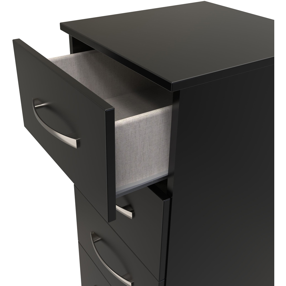 Crowndale Avon 5 Drawer Black Matt Tall Bedside Cabinet Ready Assembled Image 6