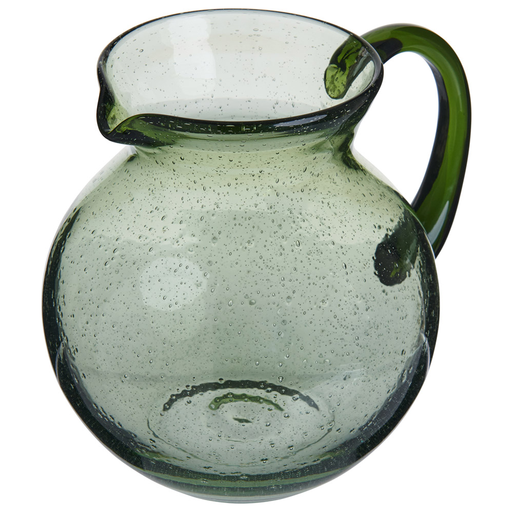 Wilko Green Bubble Glass Jug Vase Image 1