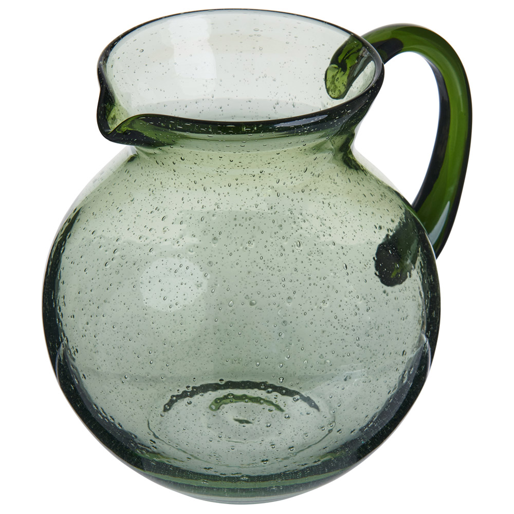 Wilko Green Bubble Glass Jug Vase Wilko