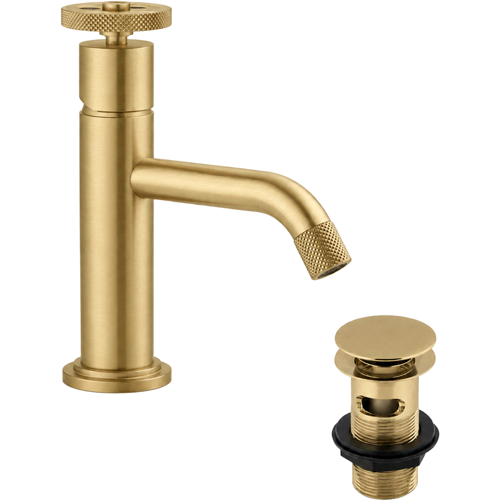 Go Bathrooms Urban Brushed Gold Mono Basin Mixer Tap Image 1