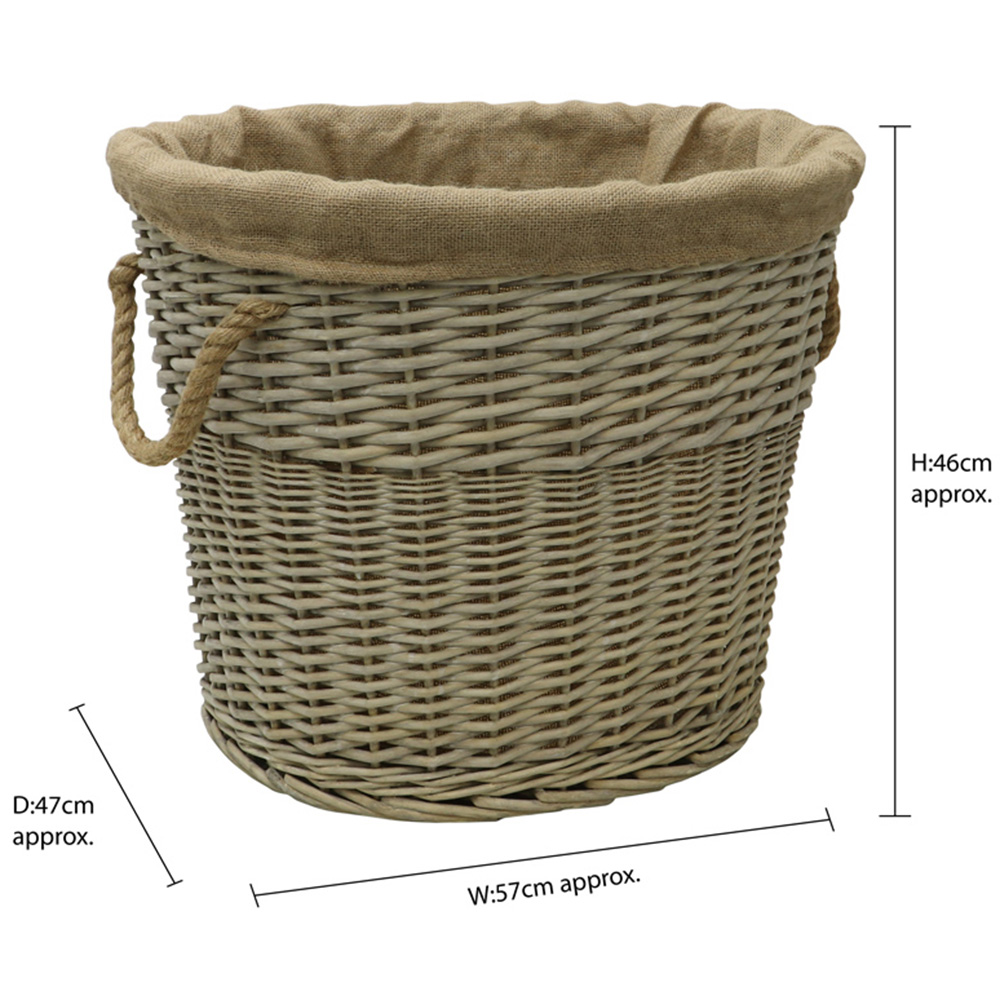 JVL Willow Antique Wash Log Basket with Rope Handles 46 x 57 x 47cm Image 7