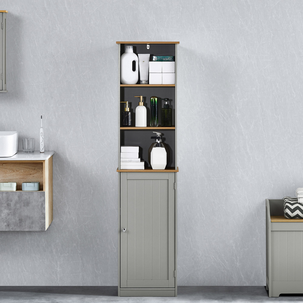 BATH VIDA Priano Single Door 3 Shelf Tall Floor Cabinet Image 3