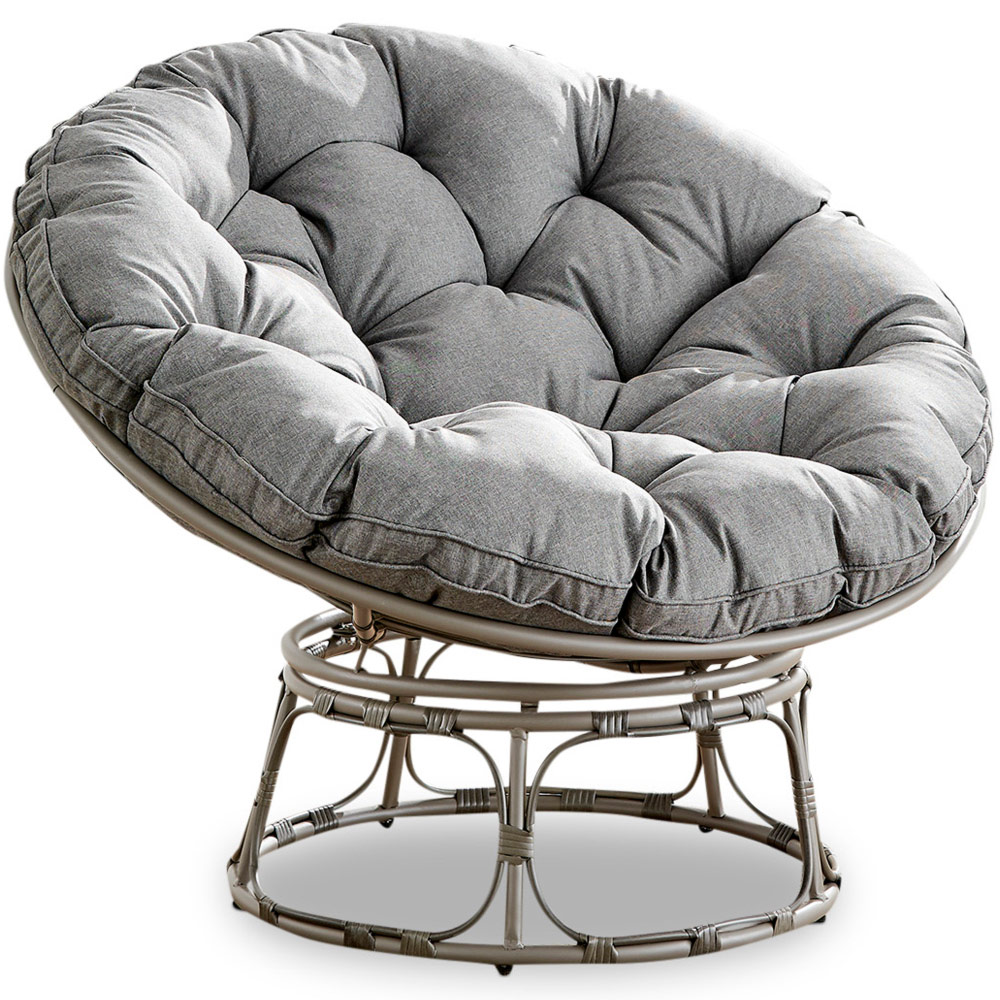 Furniturebox Luno Textured Grey Rattan Garden Chair with Cushion Image 2