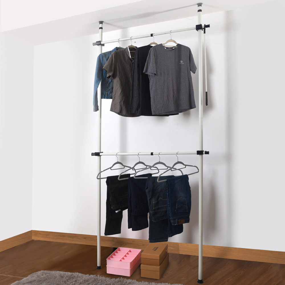 House of Home Telescopic 2-Tier Single Clothes Rail Image 2