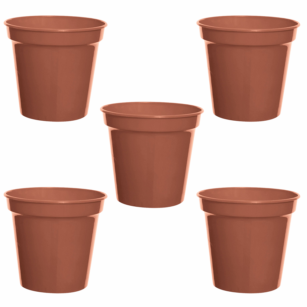 Wilko Terracotta Plastic Plant Pot 13cm 5 Pack Image 1