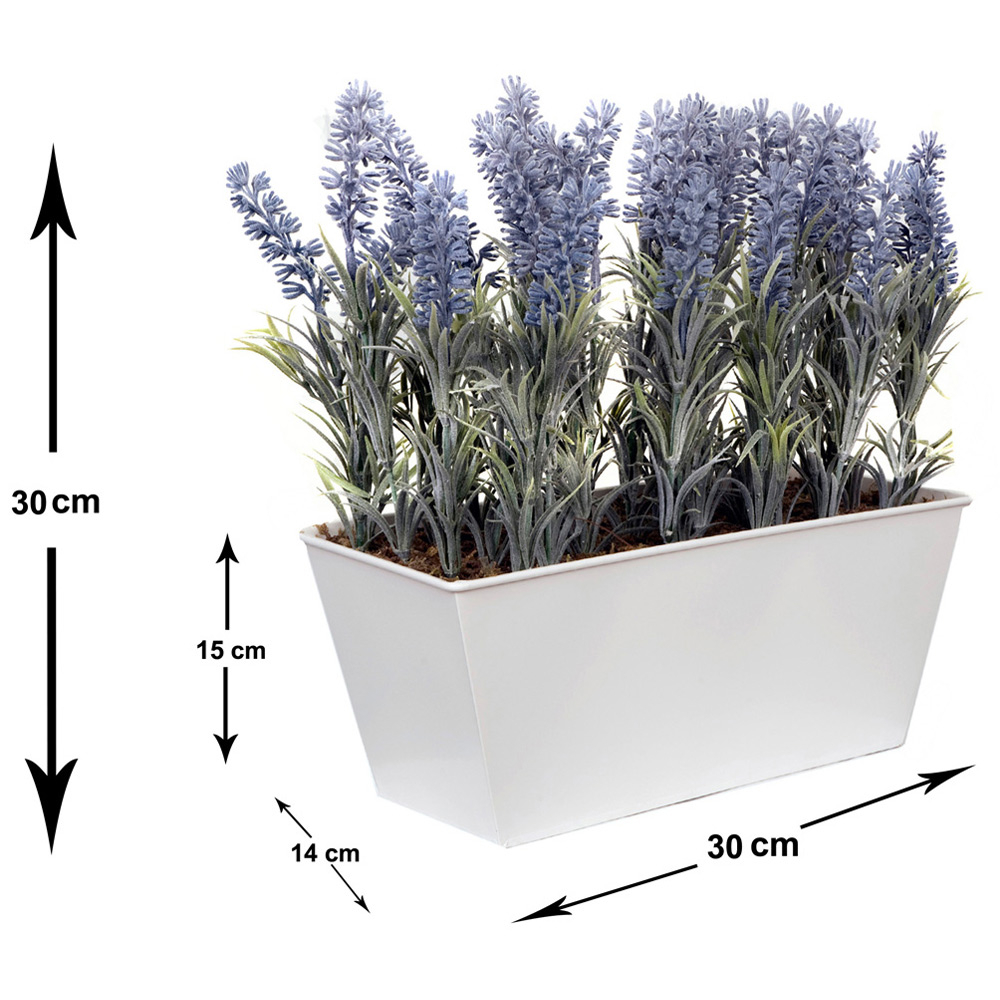 GreenBrokers Artificial Lavender Plant in White Window Box 30cm Image 3