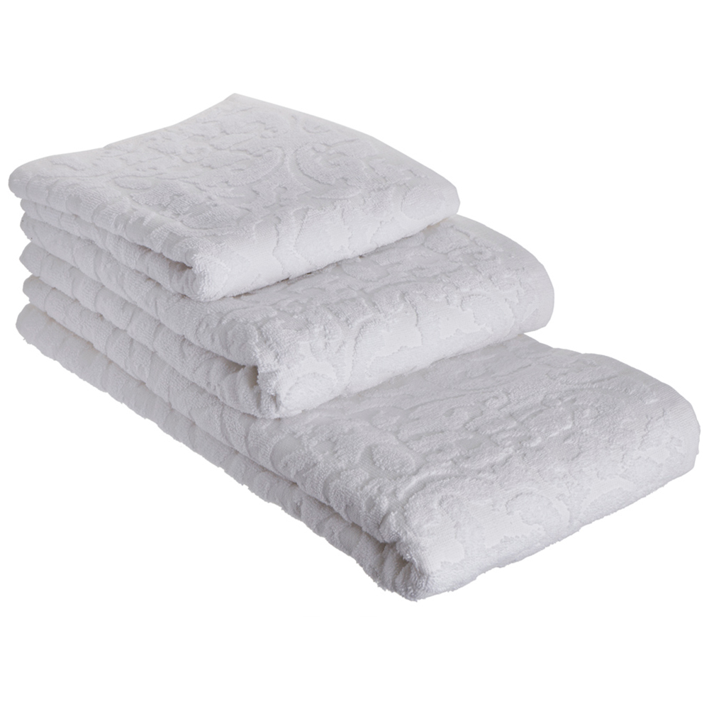 Wilko Jacquard Bath Towel White Image 4