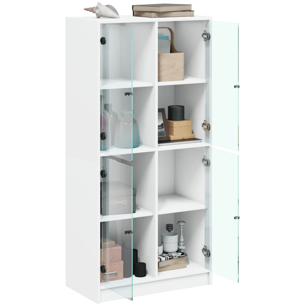 vidaXL 2 Glass Door 8 Shelf White Highboard Image 4