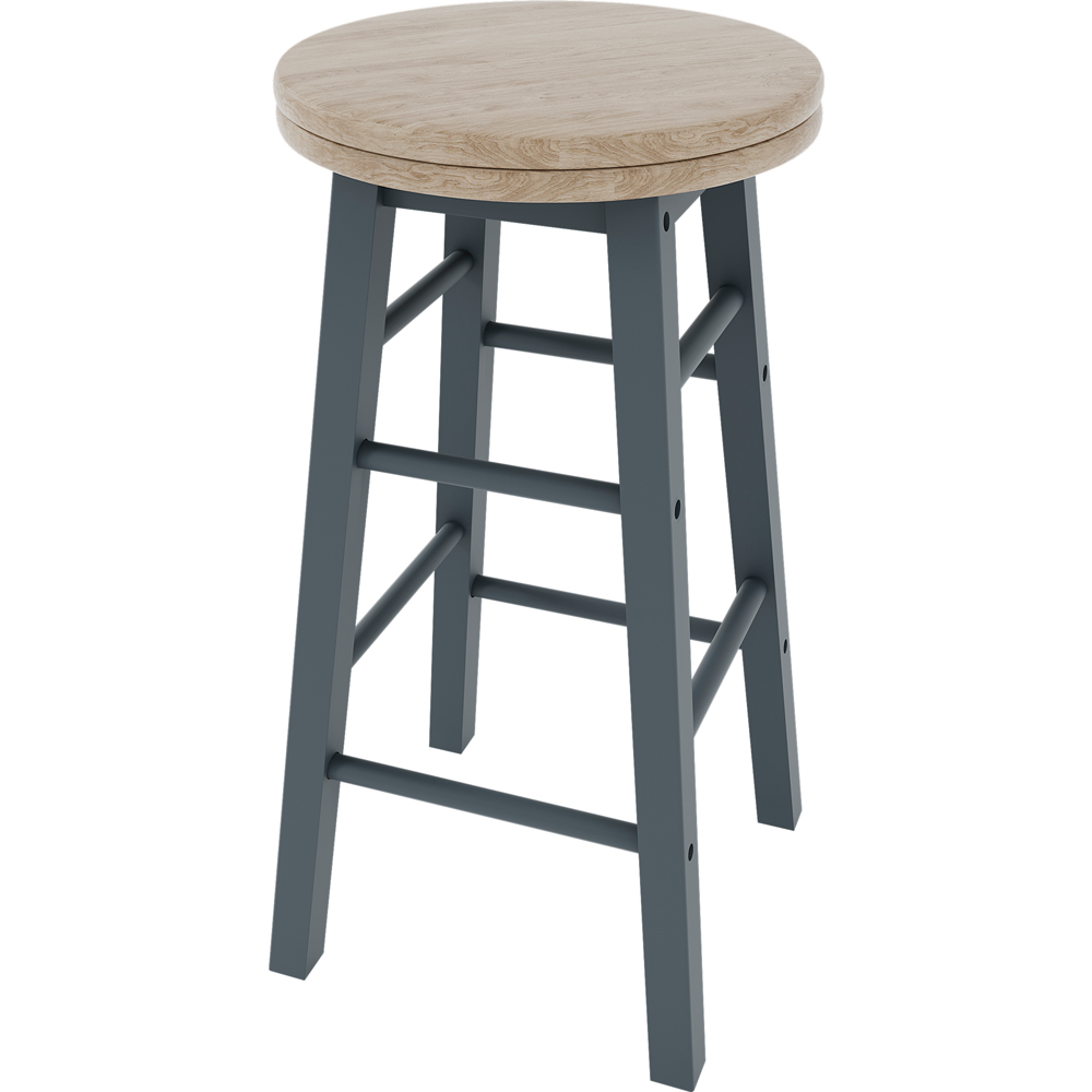 CHEF VIDA Grey Wooden Revolving Bar Stool Image 2