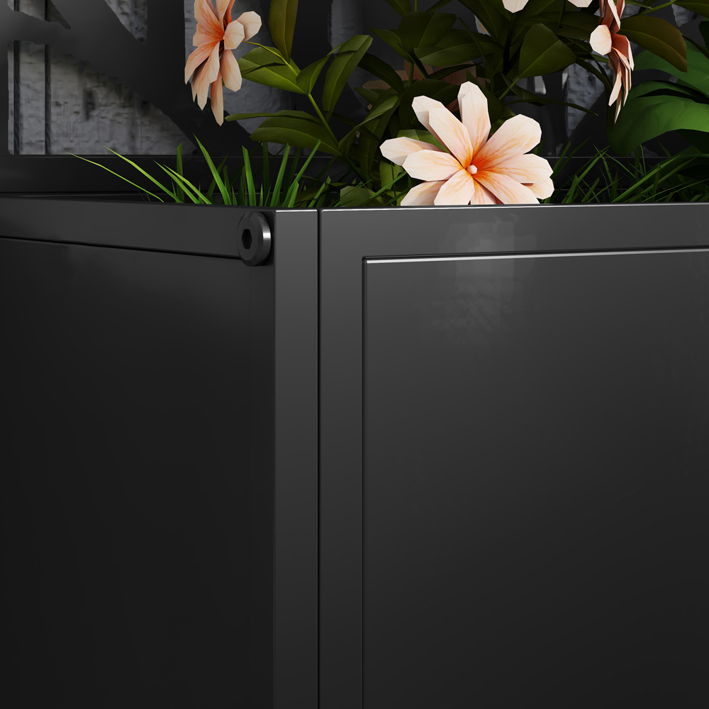 Outsunny Metal Elevated Planter Box Tree Cut-Out Raised Garden Bed with Trellis 0.7 x 1.9ft Image 3