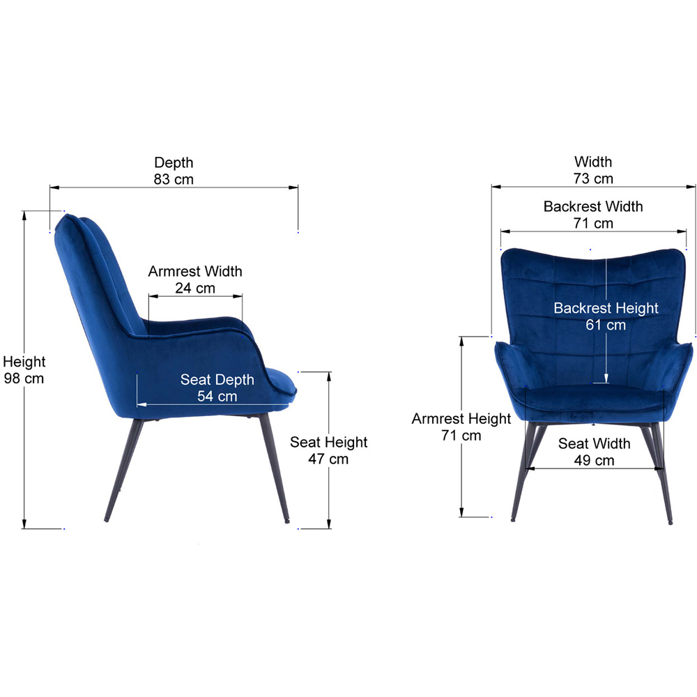 Furniture Online Vera Blue Velvet Modern Accent Chair Image 8