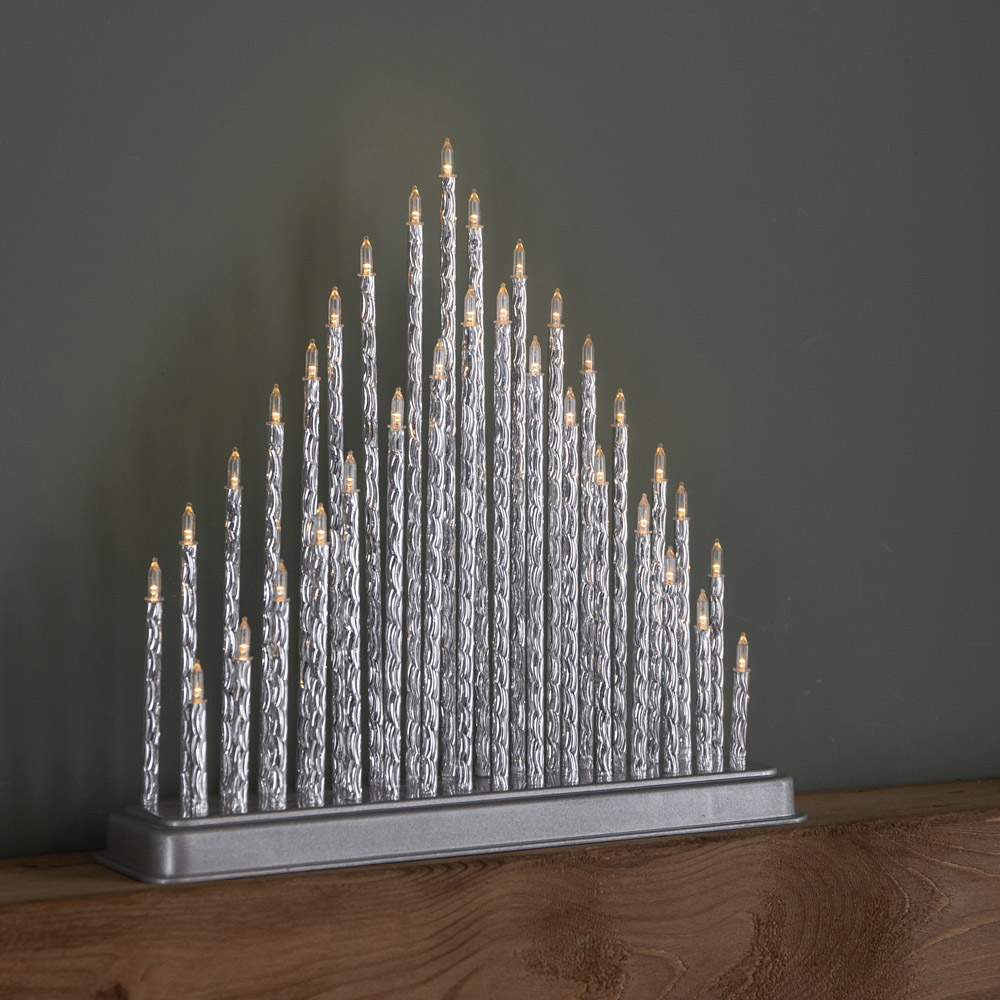 Samuel Alexander 33 Warm White LED Silver Light Up Christmas Candle Bridge 33cm Image 6