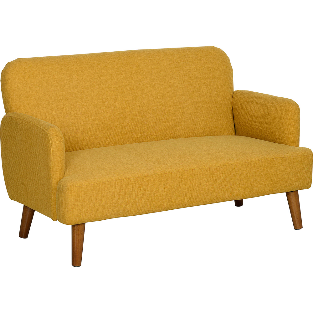 HOMCOM 2 Seater Yellow Velvet Thick Padding Sofa Image 2