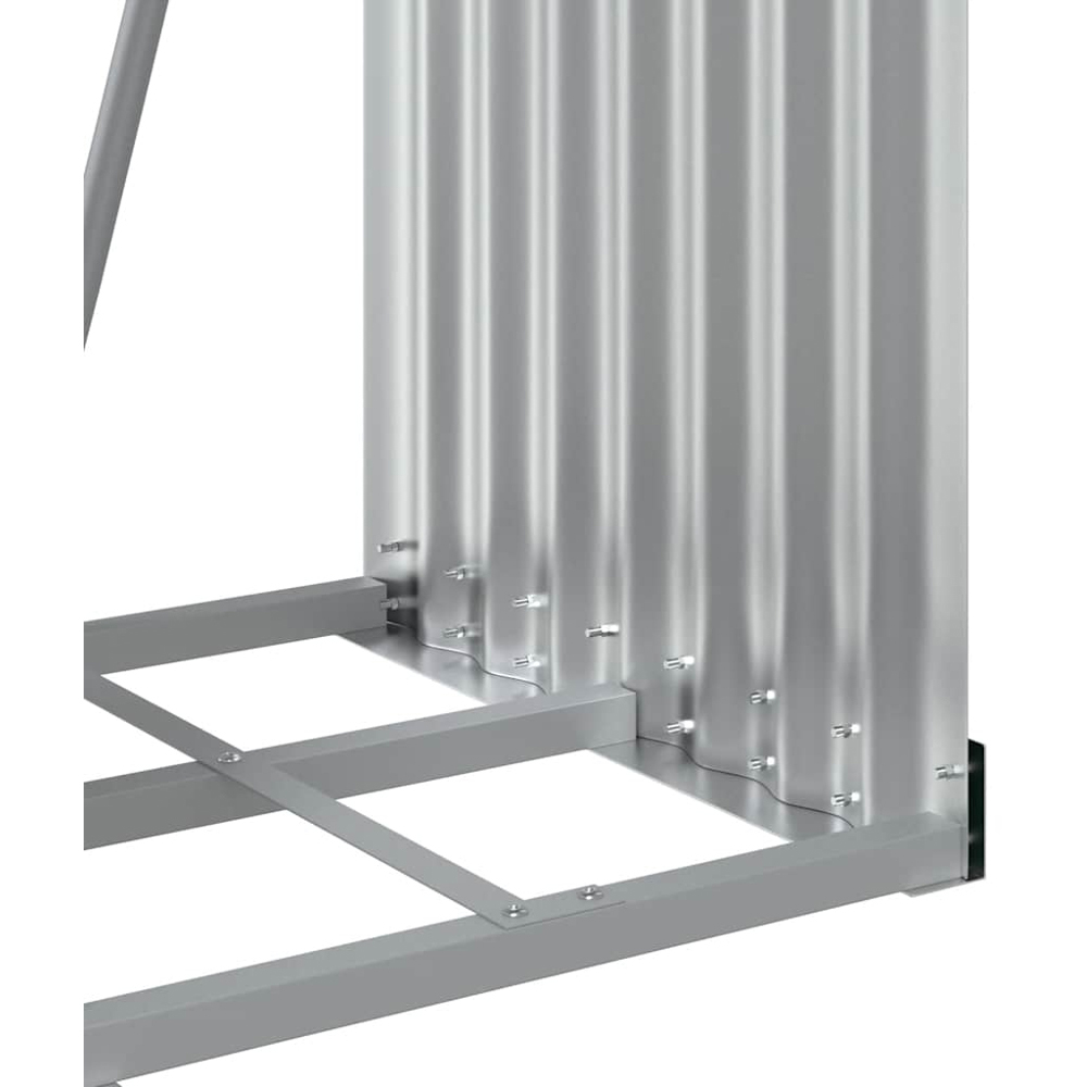 vidaXL Silver Galvanised Steel Firewood Log Holder 170 x 40 x 45cm Image 5
