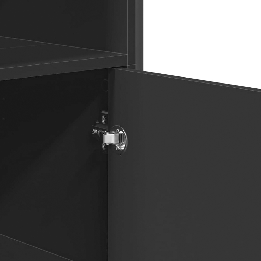 vidaXL 2 Door 4 Open Shelf Black Highboard Image 7