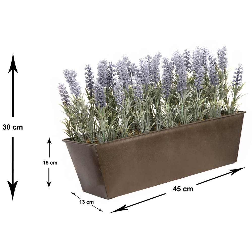 GreenBrokers Artificial Lavender Plant in Rustic Window Box 45cm Image 3