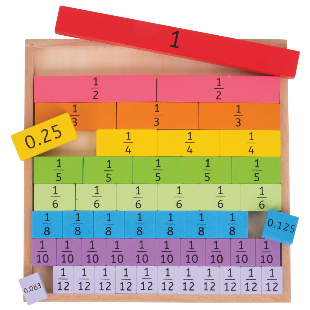 Bigjigs Toys 51-Piece Wooden Fractions Tray Image 3