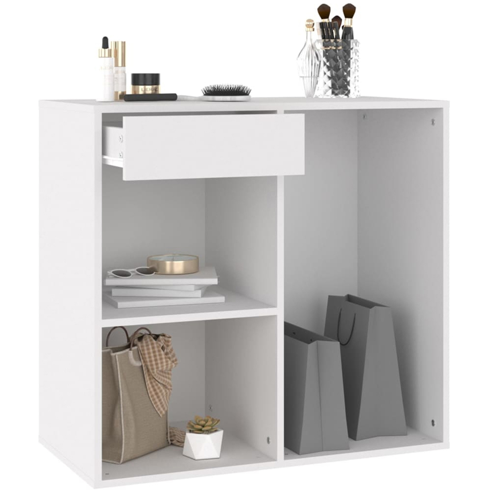 vidaXL Single Drawer 3 Shelf White Cosmetic Cabinet Image 3