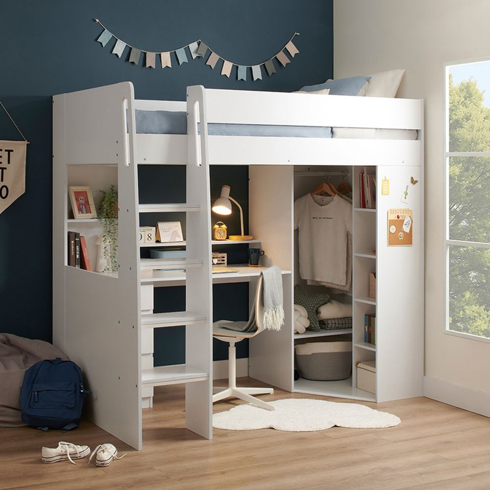 Flair Harper Single High Sleeper Bed with Desk Wardrobe and Storage Image 7