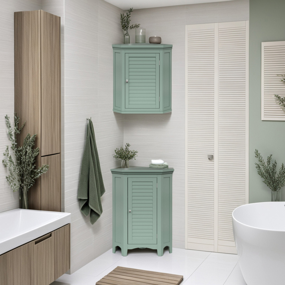 Teamson Home Glancy Single Door Sage Green Removable Wooden Wall Cabinet Image 6
