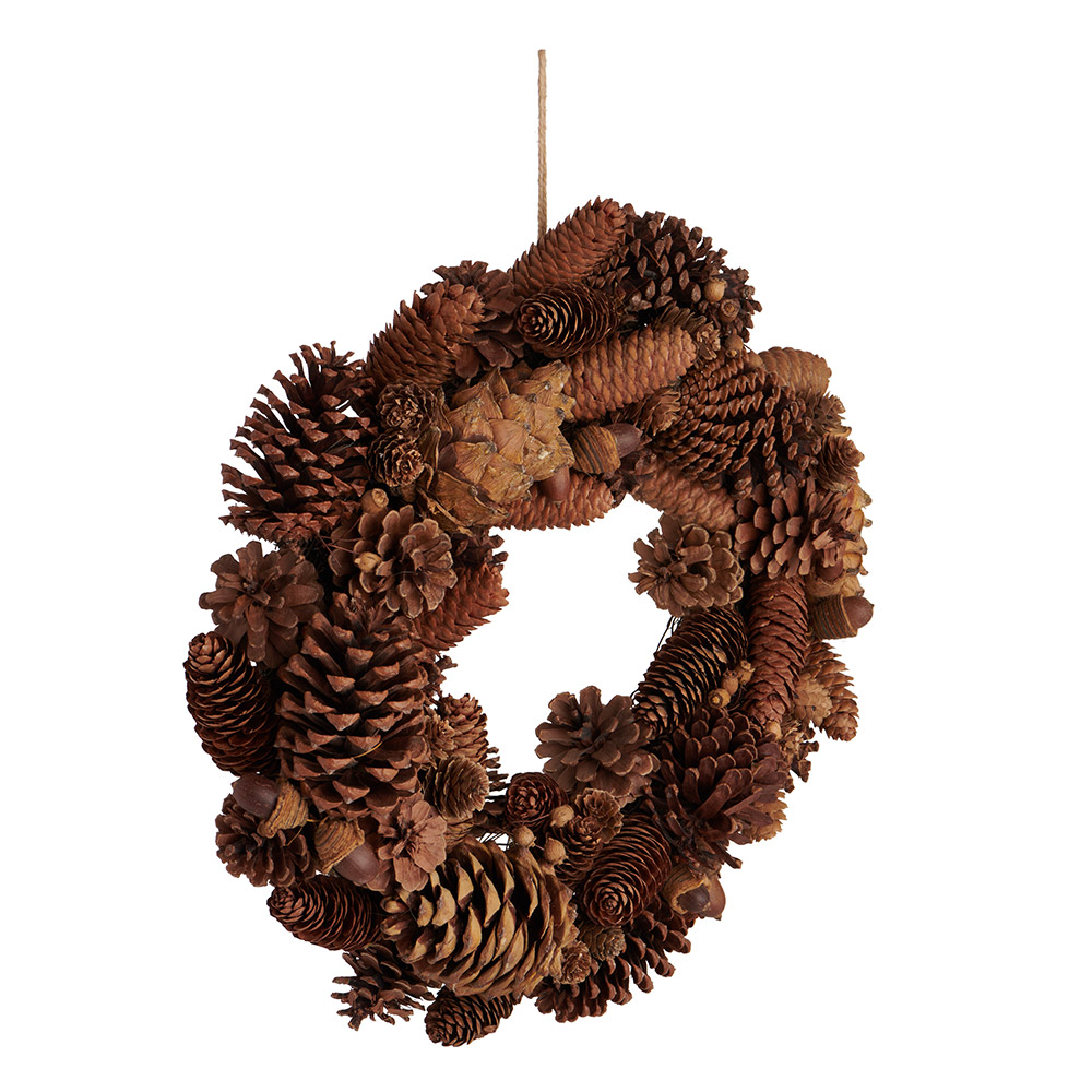 Wilko 40cm Christmas Wreath with Natural Cones Image 2