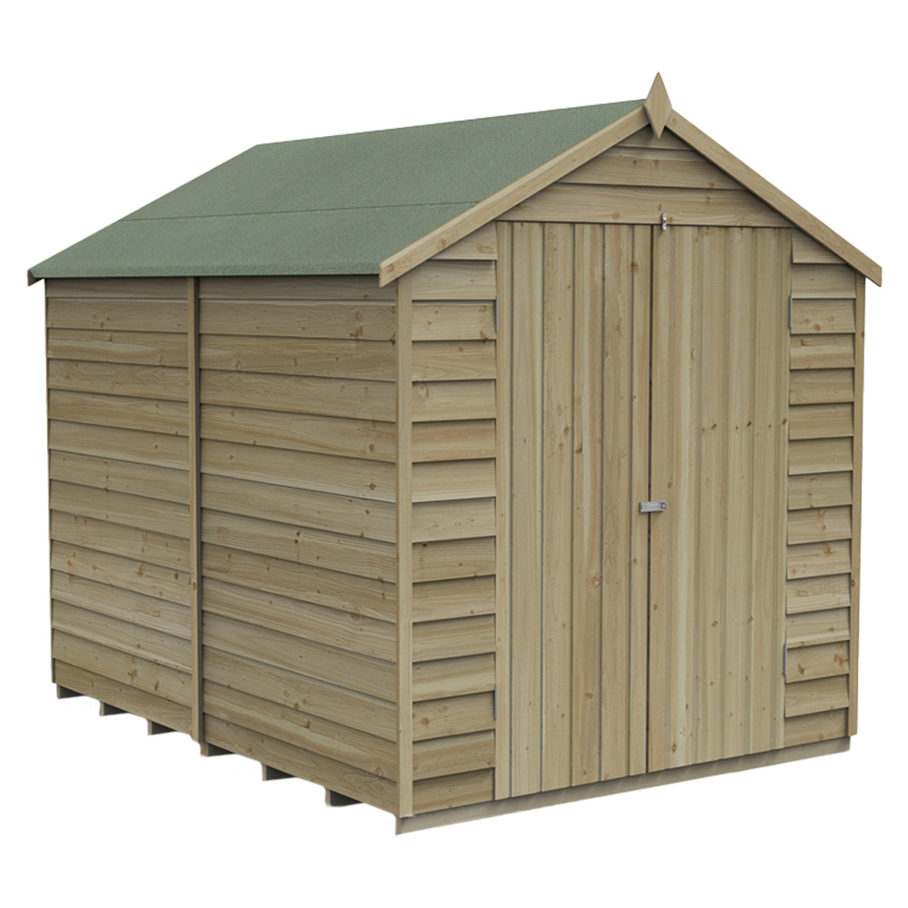 Forest Garden 8 x 6ft Double Door Pressure Treated Overlap Apex Shed Image 1