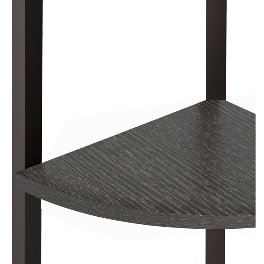 vidaXL 4 Shelf Black Wood and Steel Corner Bookcase Image 6