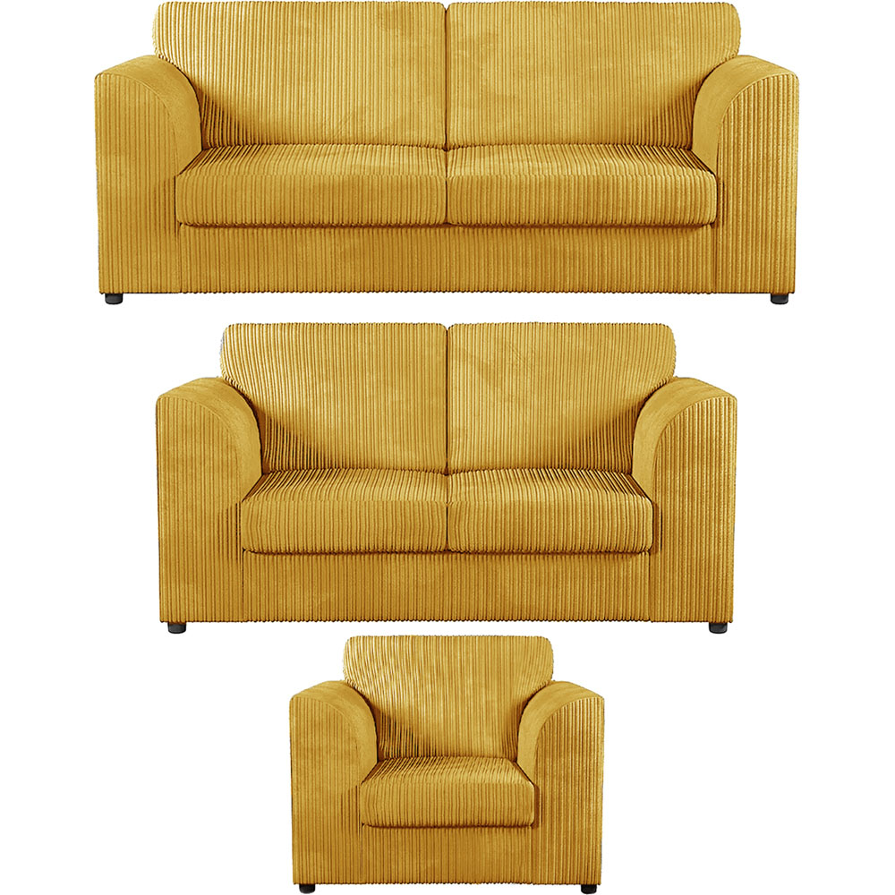 Luxor 6 Seater Mustard Jumbo Cord Full Back Sofa Suite Image 2