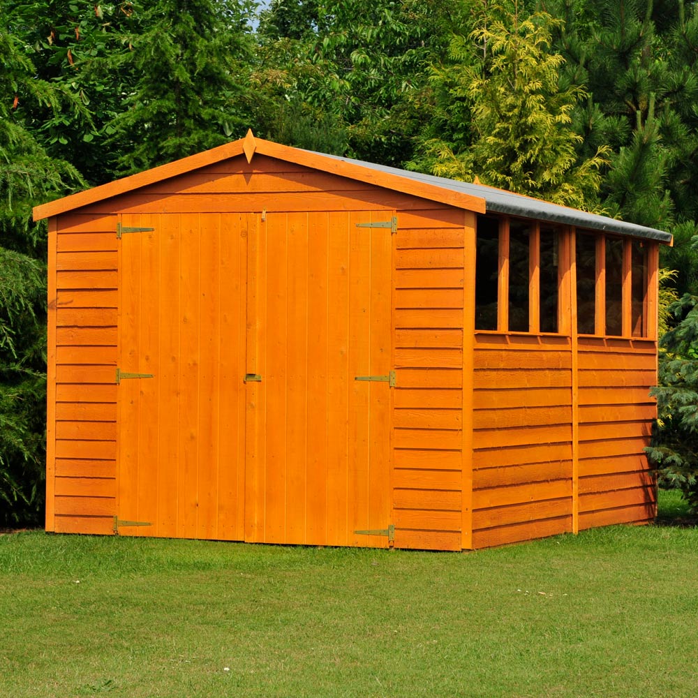 Shire 10 x 10ft Double Door Dip Treated Overlap Apex Shed Image 3