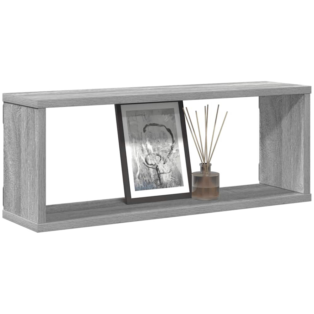 vidaXL 60cm Set of 4 Grey Sonoma Cube Floating Wall Shelf Image 2
