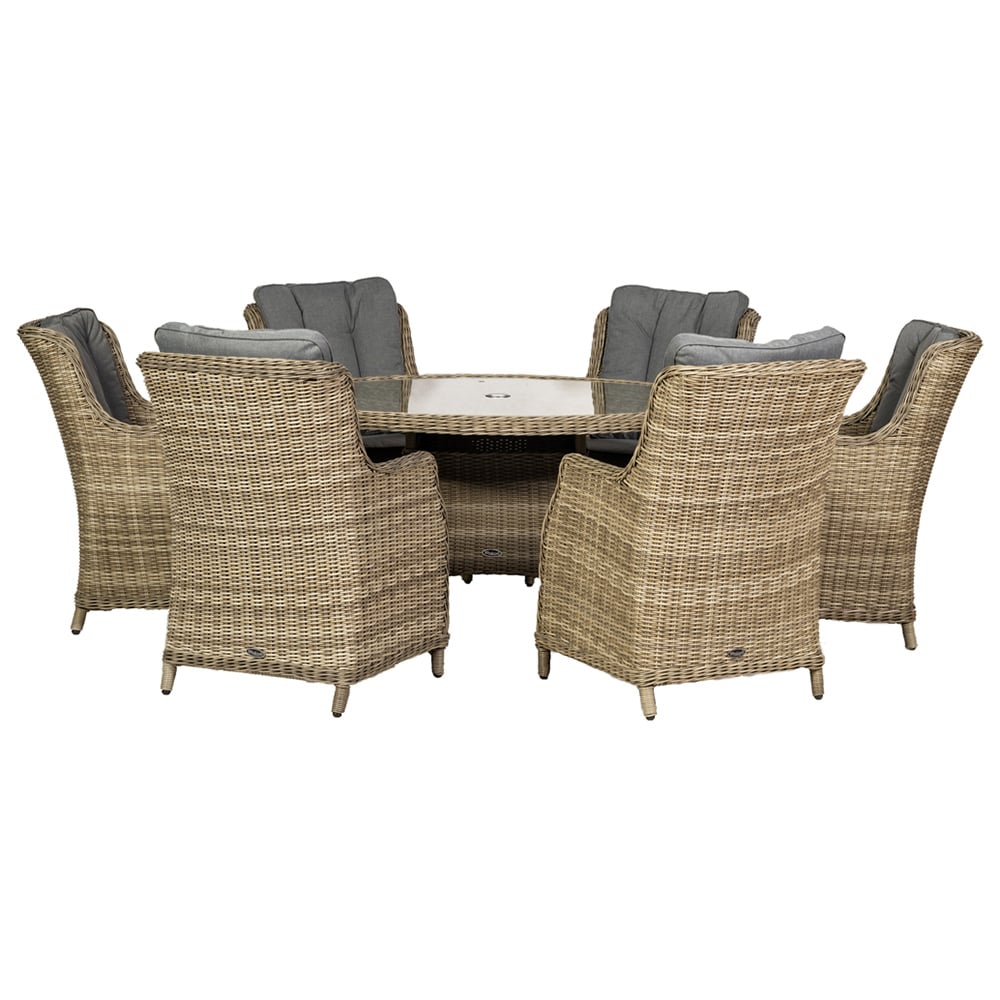 Royalcraft Wentworth Rattan 6 Seater Round Highback Comfort Dining Set Image 3