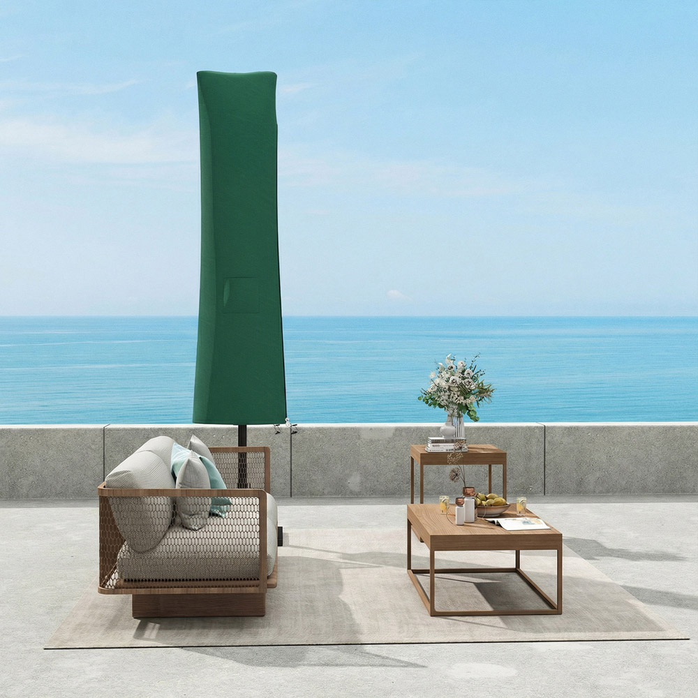 Outsunny Dark Green Large Waterproof Garden Banana Umbrella Parasol Cover 240 x 48cm Image 5
