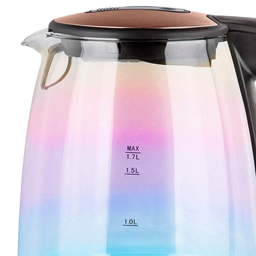 Neo 1.7L ColourChanging RainbowEffect Glass Copper Effect Kettle Wilko