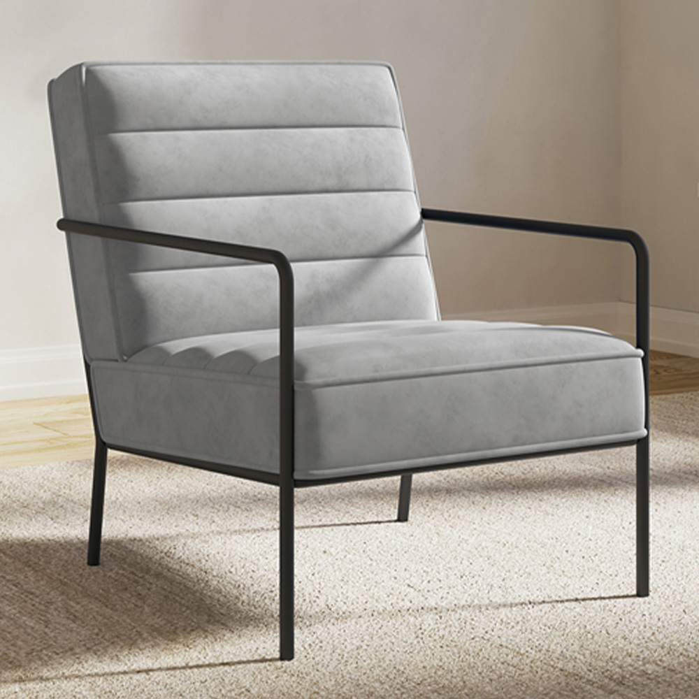 Dorel Bookham Plush Grey Velvet Accent Chair Image 1