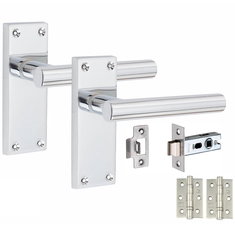 Golden Grace Victorian Straight T-Bar Polished Chrome Latch Handles Set 4 Pack Image 2