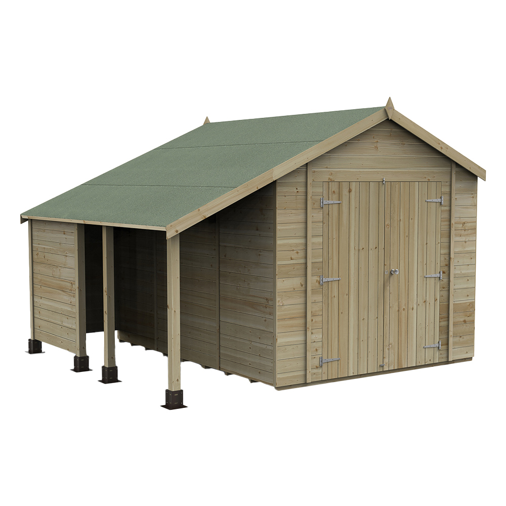 Forest Garden Timberdale 10 x 8ft Double Door Reverse Apex Shed with Log Store Image 1