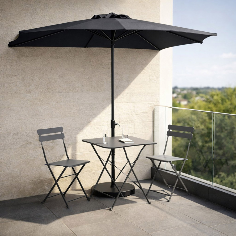 Jack Stonehouse Dark Grey Halfround Parasol 2.7m Image 5