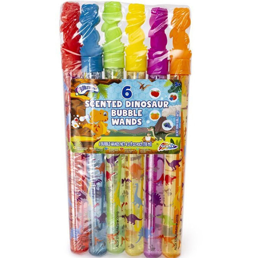 Single Mermaid Dinosaur Scented Bubble Wands 6 Pack in Assorted styles Image 3