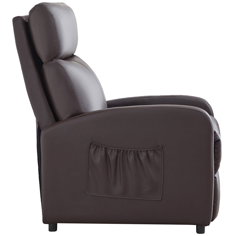 wilko Faux Leather Brown Recliner Pushback Adjustable Arm chair Image 4