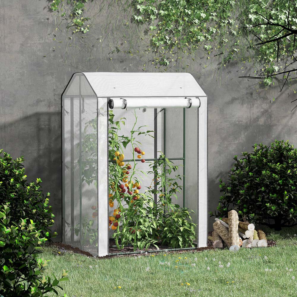 Outsunny White Steel 3.2 x 2.6ft Mini Greenhouse Image 2