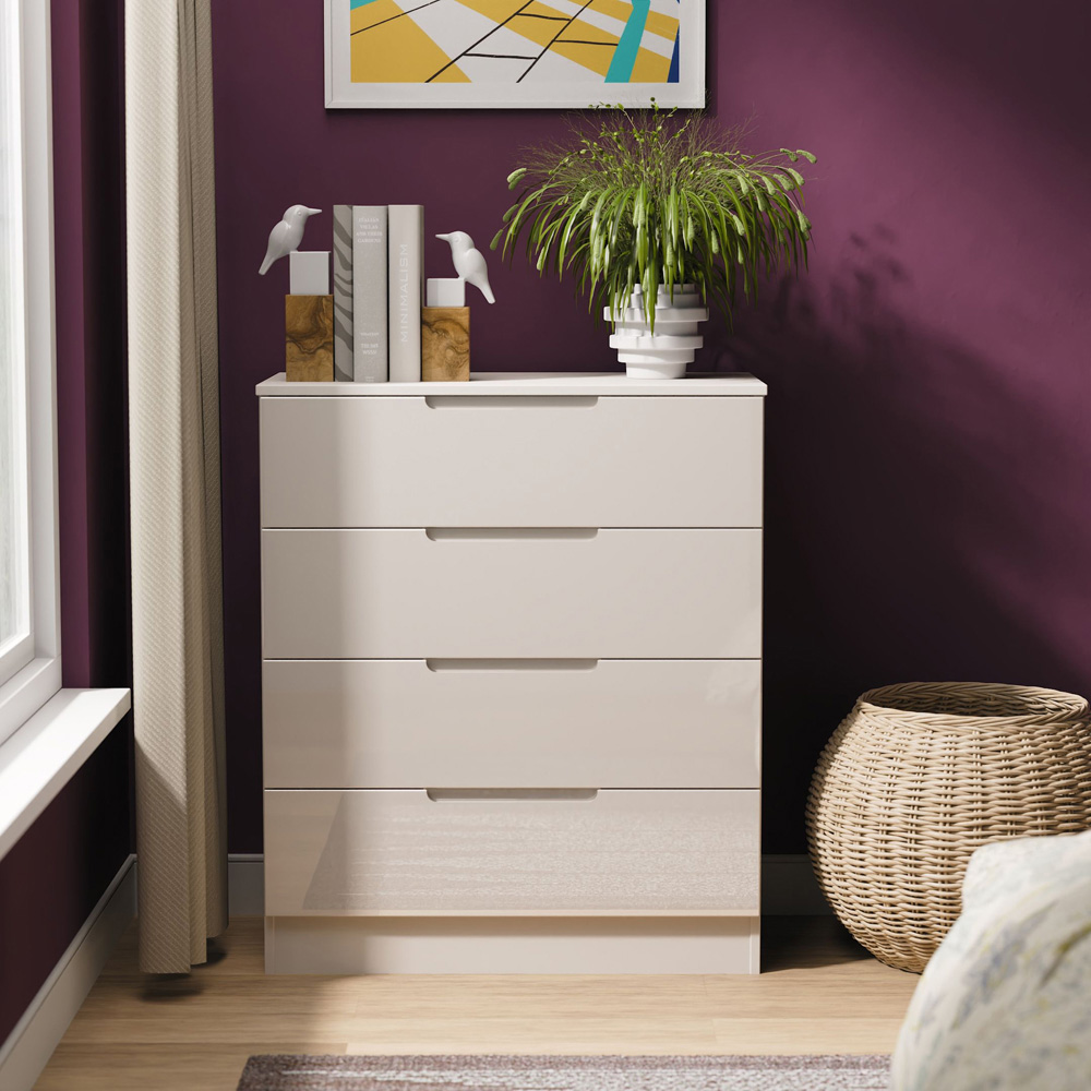 Crowndale Milan 4 Drawer Kashmir Gloss and Kashmir Chest of Drawers Ready Assembled Image 2