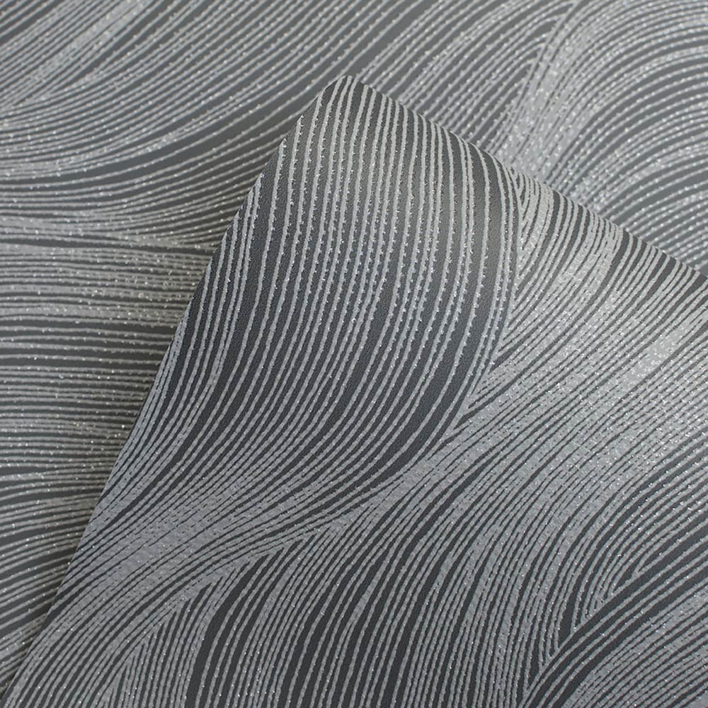 Muriva Orla Wave Slate Wallpaper Image 2