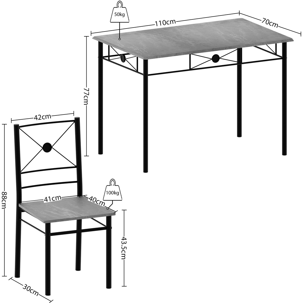 Vida Designs Roslyn 4 Seater Dining Set Concrete Grey Image 6