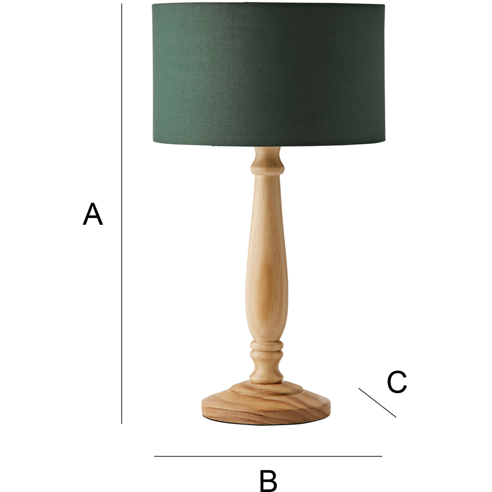 ValueLights Victoria Green Fabric Drum Shade Light Wood Traditional Stem LED Table Lamp Image 8