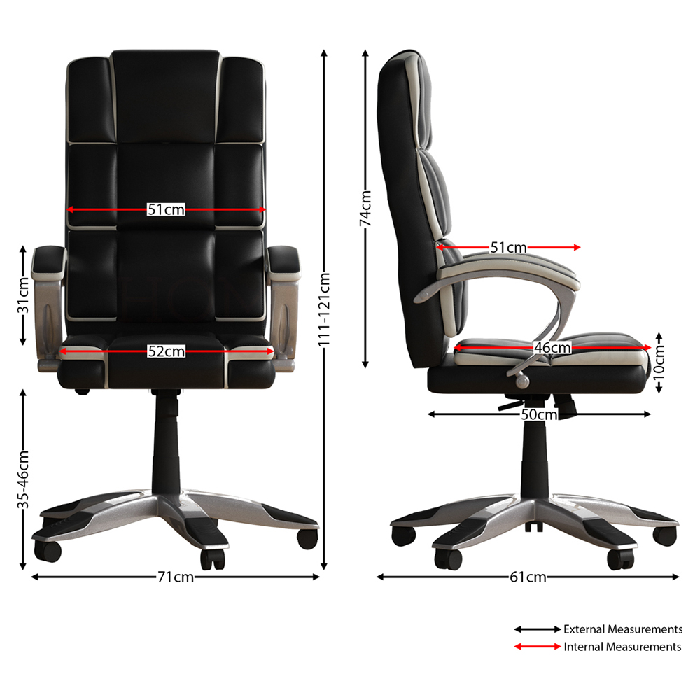 Vida Designs Henderson Black and White Swivel Office Chair Image 8