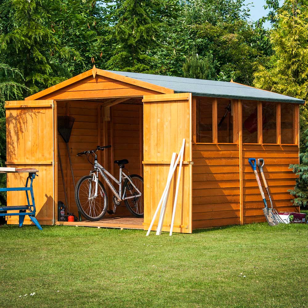 Shire 10 x 8ft Double Door Dip Treated Overlap Apex Shed with Window Image 3