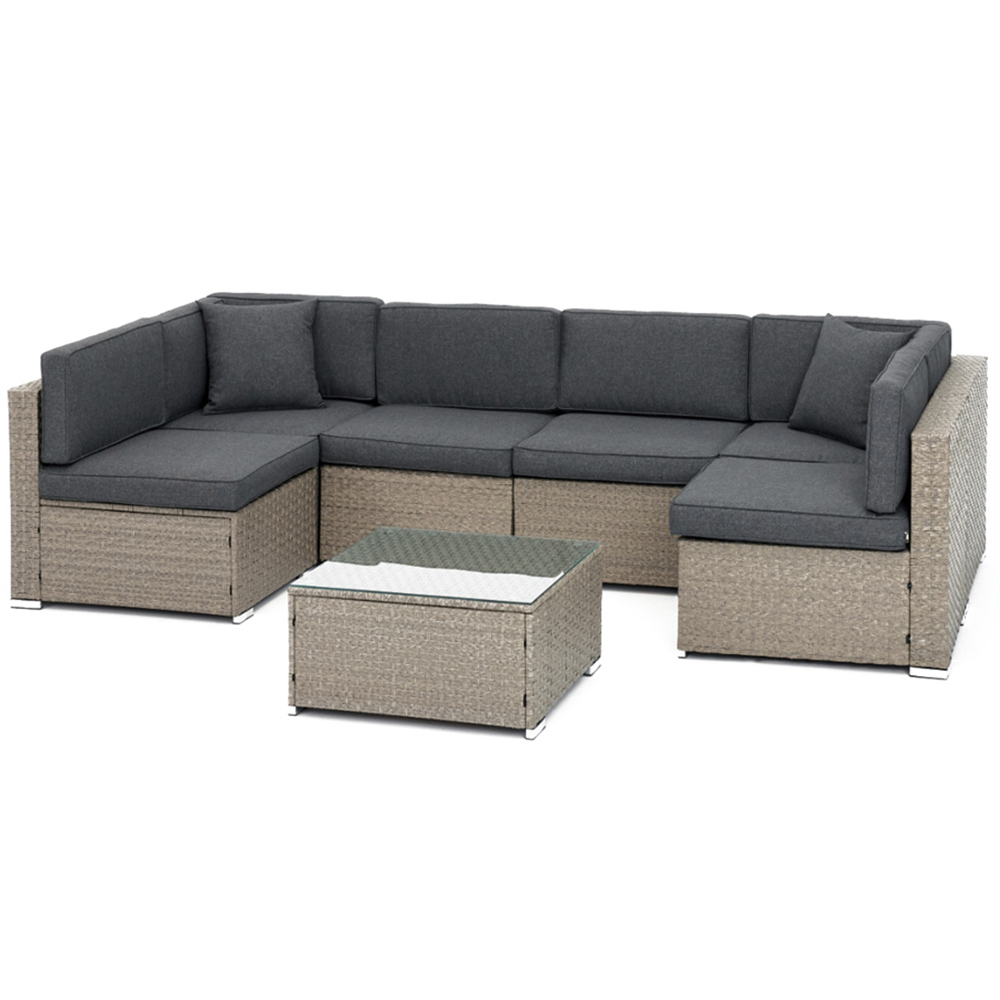 Home Detail Cantina 6 Seater Light Grey Sofa Set with Cover Image 2