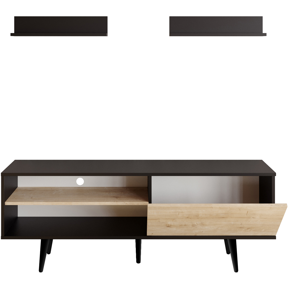 Decorotika Pi Single Door Black and Oak TV Unit Image 3