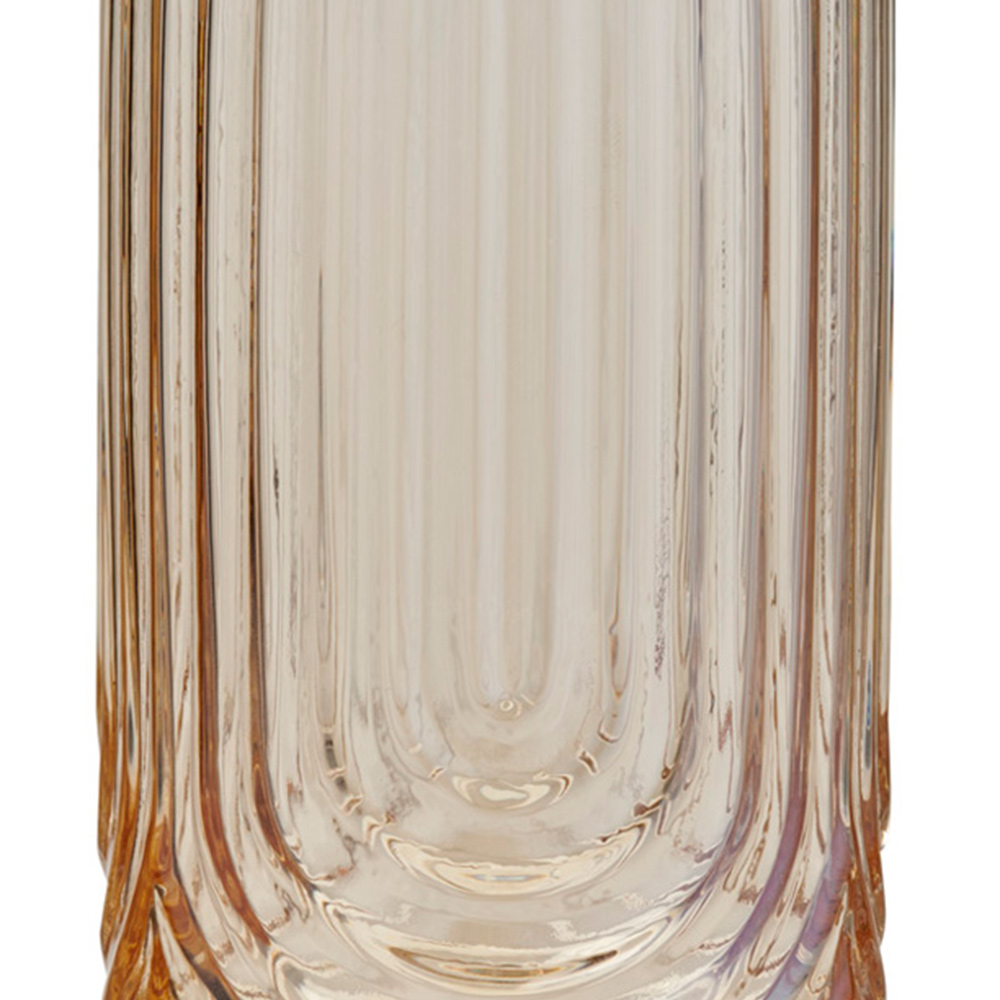 Wilko Ribbed Amber Finish Hi-Ball Glass Image 6